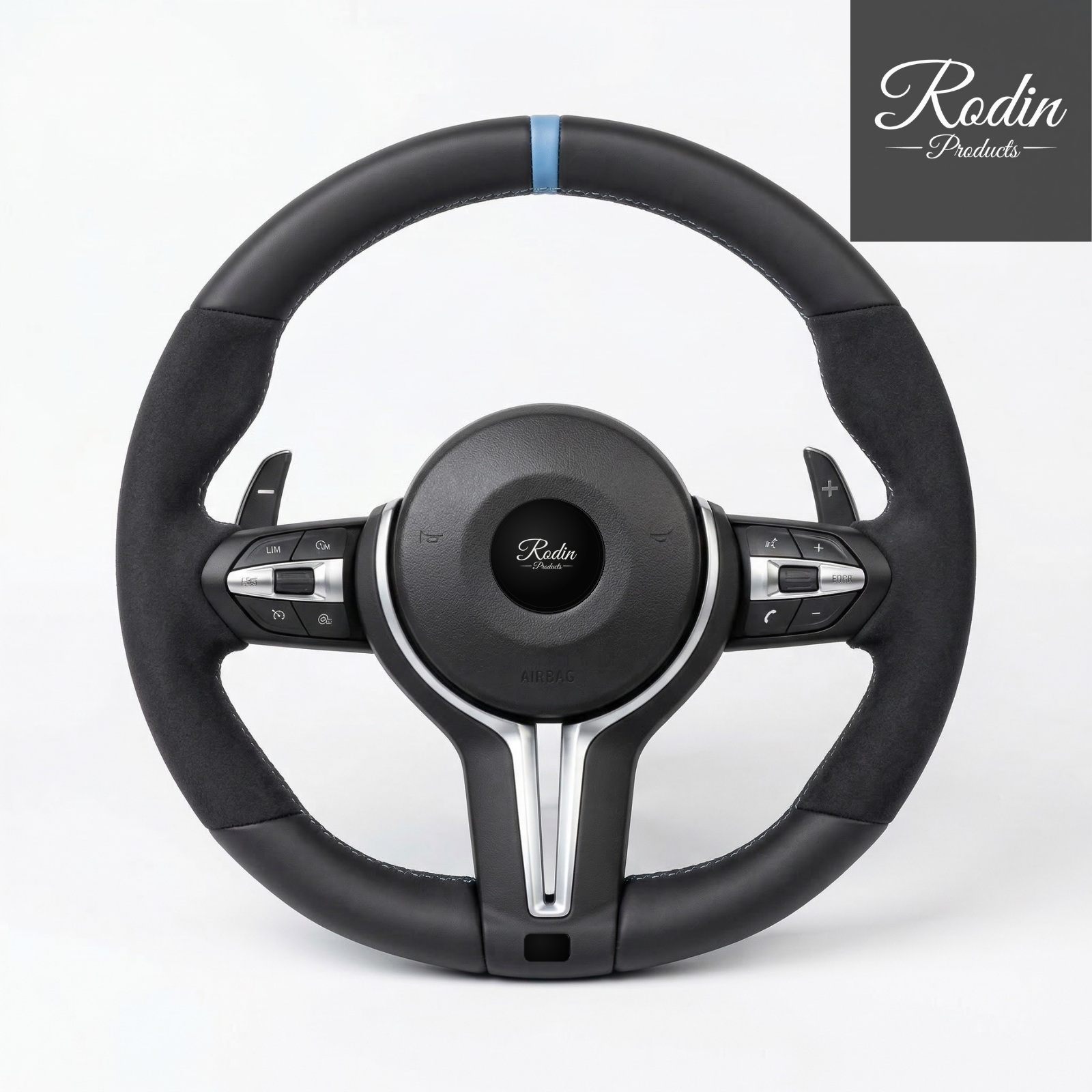 Sportlenkrad passend für BMW E-/F-Serie – Alcantara & Leder – Frontansicht von Rodin Products