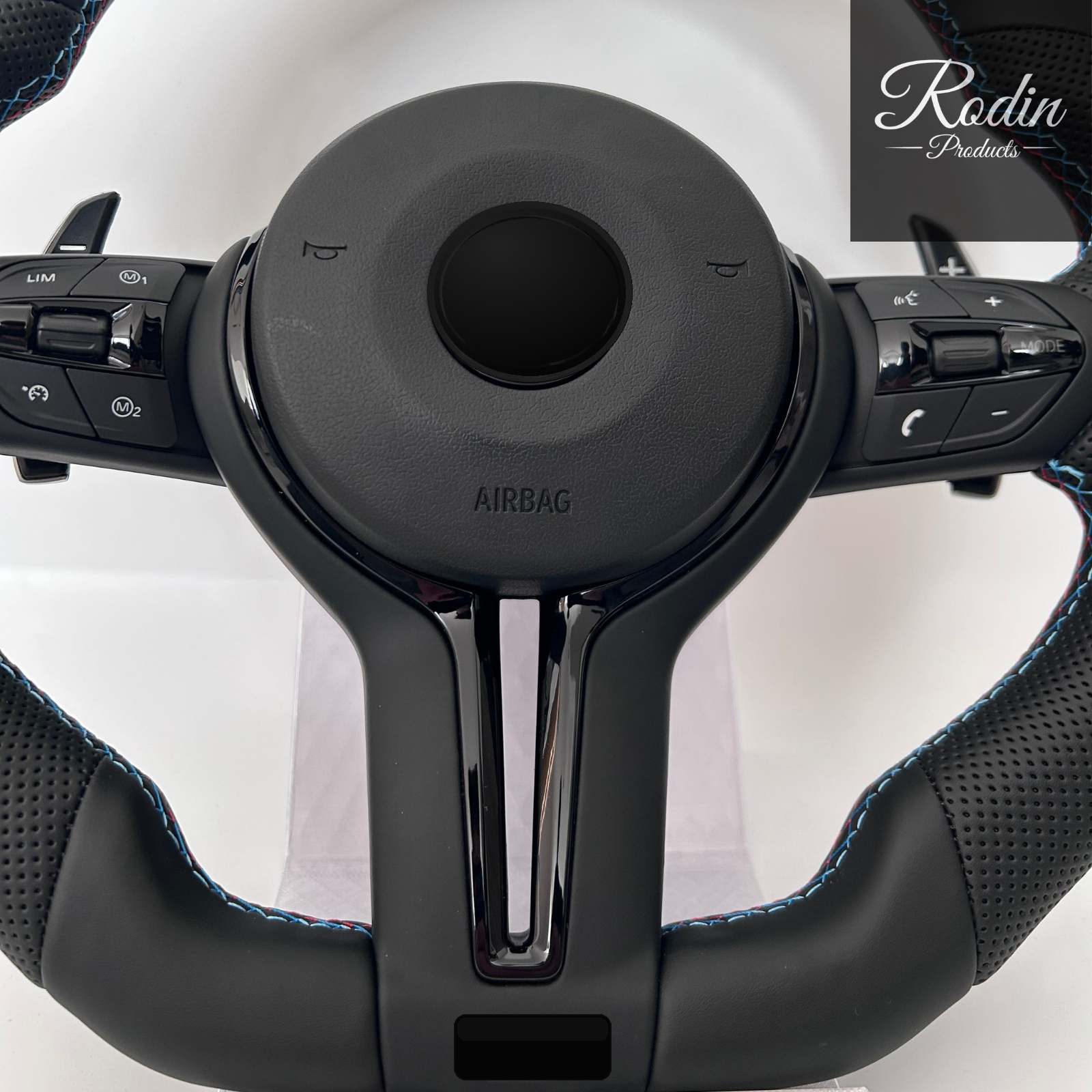 Sportlenkrad passend für BMW E-/F-Serie – All Black & Leder – Rückseite von Rodin Products