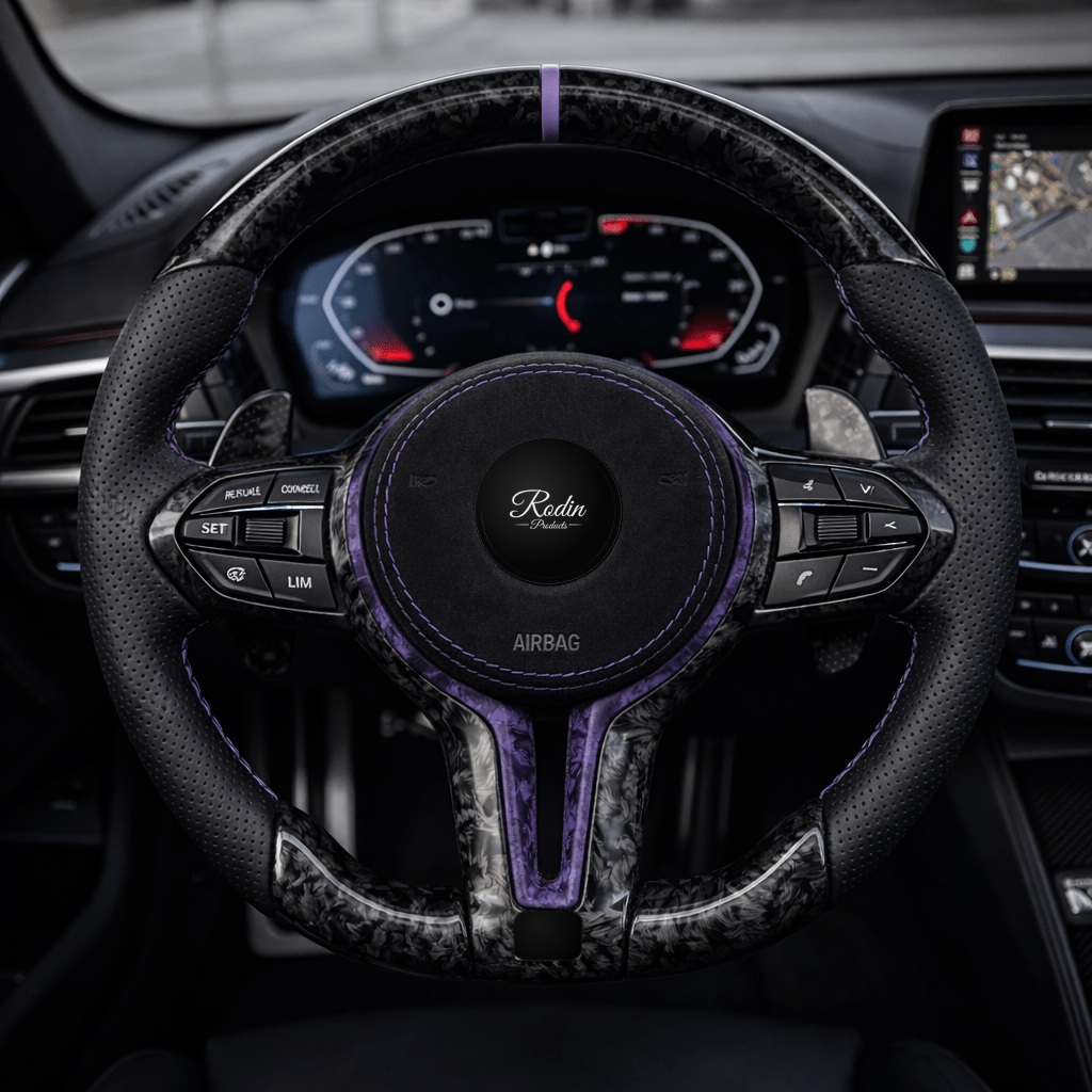 Sportlenkrad passend für BMW E-/F-Serie – Forged Carbon – Frontansicht von Rodin Products