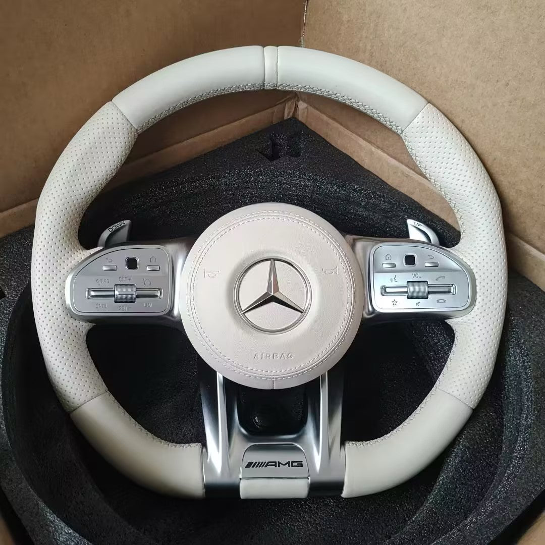 Mercedes-AMG Performance Lenkrad – Cream Edition | Echtcarbon | Flat-Bottom – Detailansicht von Rodin Products
