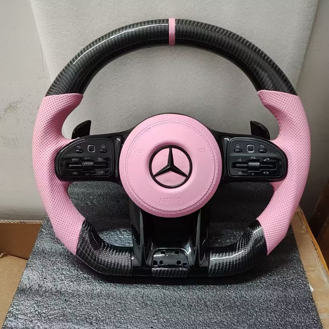 Mercedes-AMG Carbon Performance Lenkrad – Pink Edition | Echtcarbon | Flat-Bottom | AMG Style – Detailansicht von Rodin Products