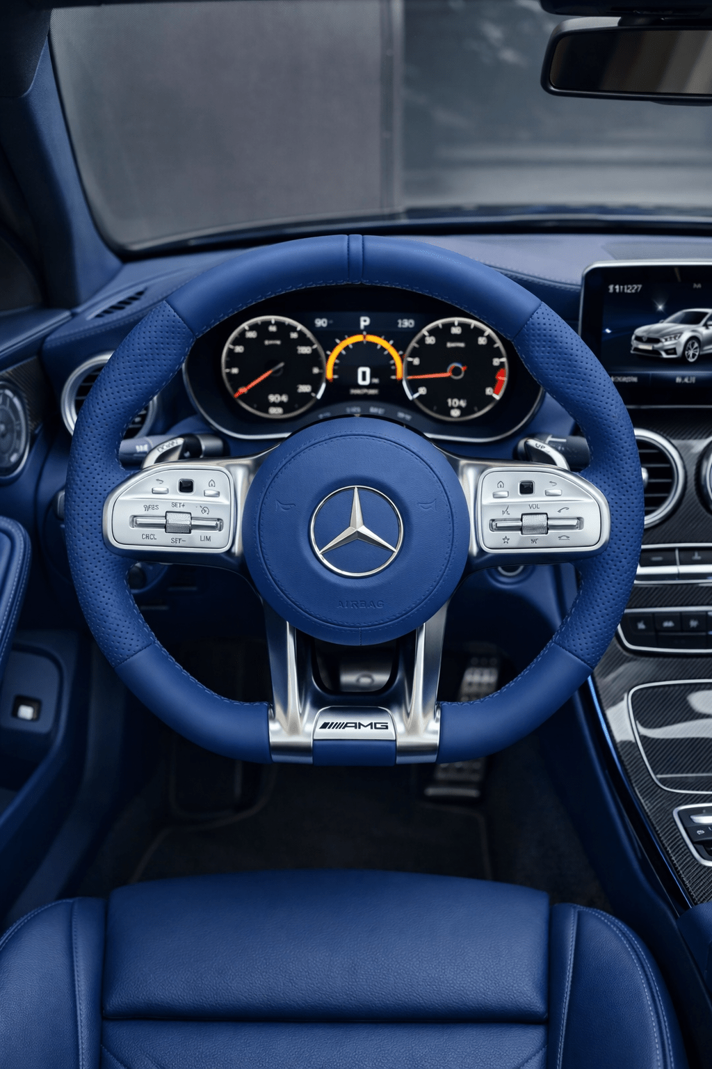 Mercedes AMG Performance Lenkrad – Chrome Interior Edition – Frontansicht von Rodin Products