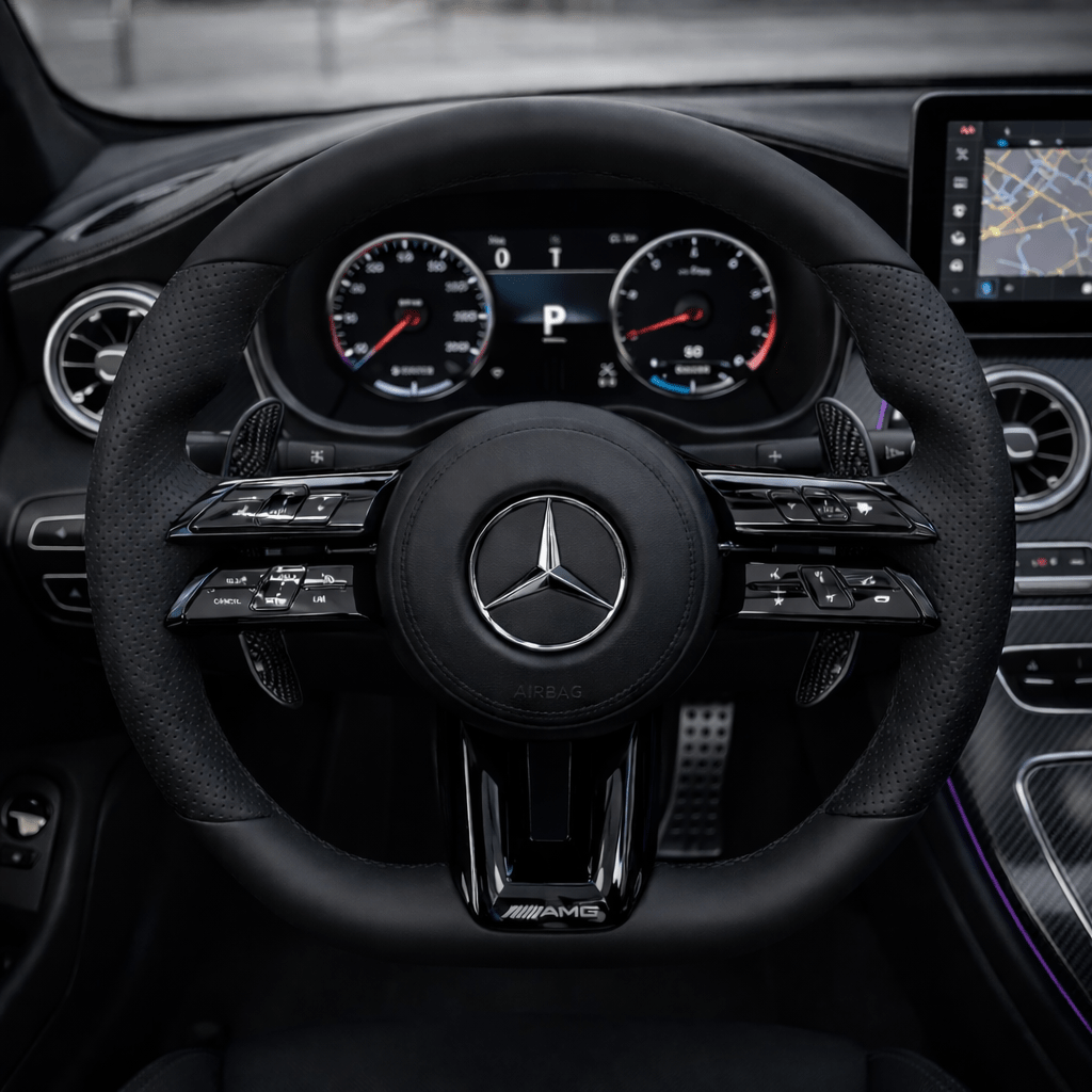 Mercedes AMG Sportlenkrad – Leder Veredelung (All Black) - Rodin Products